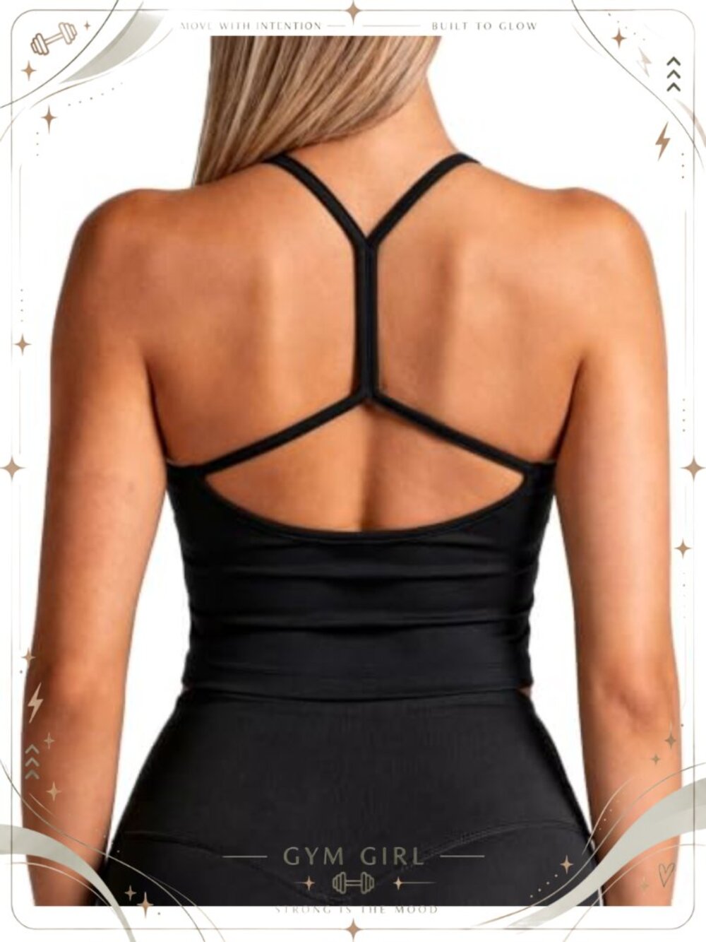 TZLDN Longline Sports Bra Tank Top Built in Bra Y Back Strappy Yoga Crop Top